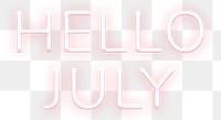Neon Hello July png typography