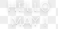 Glowing neon Hello May! png typography