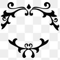 Black classy scroll ornaments png sticker