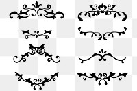 Black ornamental filigree png frame sticker collection