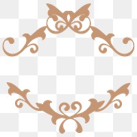 Vintage bronze filigree border png sticker