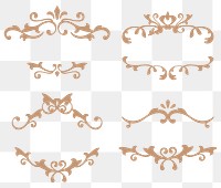 Elegant bronze ornamental frame png sticker collection