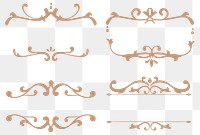 Bronze ornamental filigree png frame sticker collection