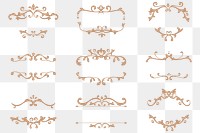 English ornaments frame sticker png art deco set