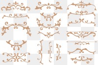 Luxurious ornaments bronze png flourish frame collection