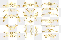 Luxurious ornaments gold png flourish frame collection