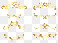 Elegant gold ornamental frame png sticker set