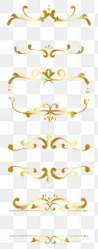 Gold classy scroll ornaments png sticker collection