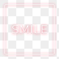 Retro pink smile frame png neon border lettering