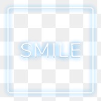 Retro blue smile frame png neon border lettering