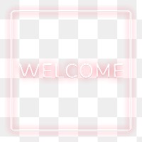 Frame with welcome text png neon typography