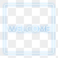 Frame with welcome text png neon typography