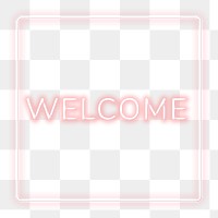 Retro pink welcome frame png neon border word sticker 