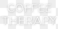 Gray neon coffee therapy png word sticker typography