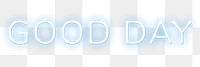 Glowing good day png blue neon word sticker
