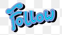 Retro blue Follow png word calligraphy