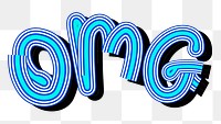 OMG png blue word typography retro sticker