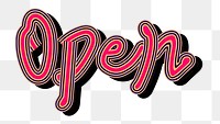 Retro Open pink png vintage typography