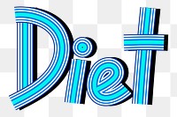 Diet word png lettering retro style line font typography