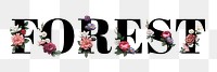 Floral forest word typography design element