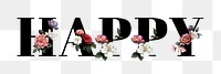 Floral happy word typography design element