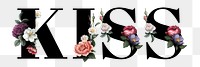 Floral kiss word typography design element