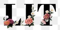 Floral lit word typography design element