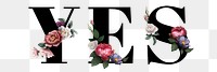 Floral yes word typography design element