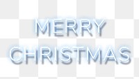 Blue neon word Merry Christmas typography design element