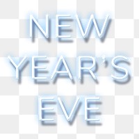 Blue neon word NEW YEAR"S EVE typography design element