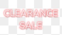 Pink neon word CLEARANCE SALE typography design element