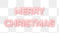 Pink neon word Merry Christmas typography design element
