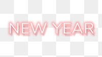 Pink neon word NEW YEAR typography design element