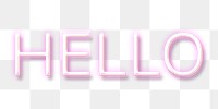 Glowing neon HELLO typography design element