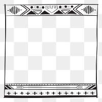 PNG ethnic tribal border frame doodle style 