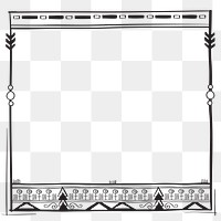 PNG ethnic tribal border frame doodle style 