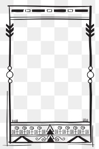 Png hand-drawn doodle style tribal frame