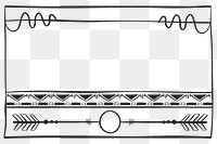 PNG ethnic tribal border frame doodle style 