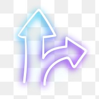 Neon purple two direction arrow sign design element