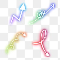 Neon arrows sign set design element