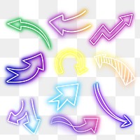 Neon arrows sign set design element