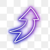 Neon purple curved arrow sign design element