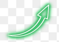 Neon green curved arrow sign design element