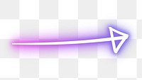 Neon purple straight arrow sign design element