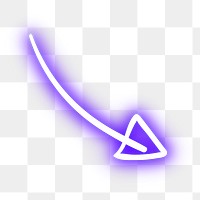 Neon purple curved arrow sign design element