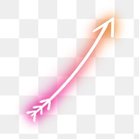 Neon pink curved arrow sign design element