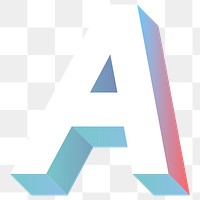Alphabet letter A isometric typography png