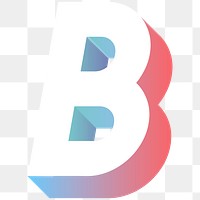 Alphabet letter B isometric typography png