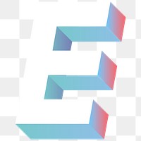 Alphabet letter E isometric typography png