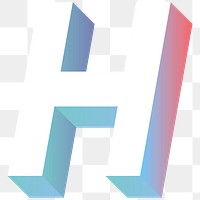 Alphabet letter H isometric typography png